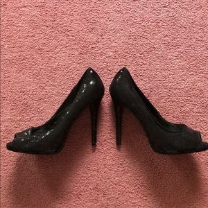 Black sequin high heels